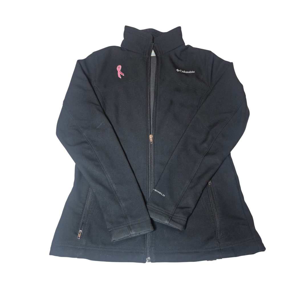 Columbia Softshell Jacket Womens Size M Pink Ribbon Fleece Lined Gorpcore Black